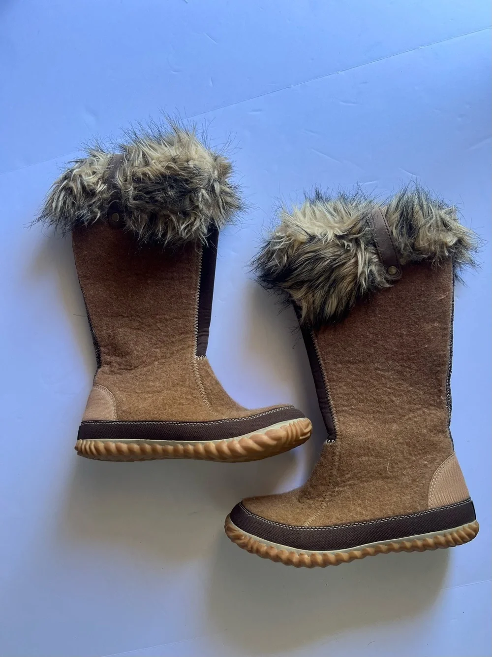 Sorel  Tall Brown Faux-Fur Trim Winter Boots